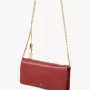 Chloé Spin Flap-Geldbörse mit Kette aus genarbtem Leder Chloé Spin Flap-Geldbörse mit Kette aus genarbtem Leder