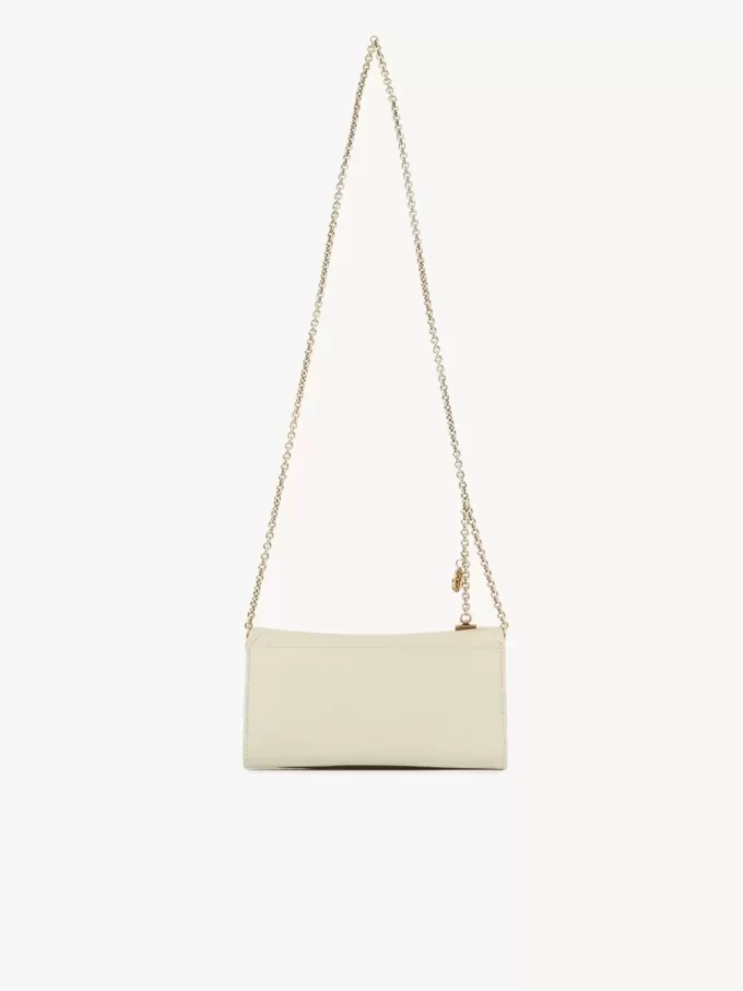 Chloé Spin Flap-Geldbörse mit Kette aus genarbtem Leder Chloé Spin Flap-Geldbörse mit Kette aus genarbtem Leder