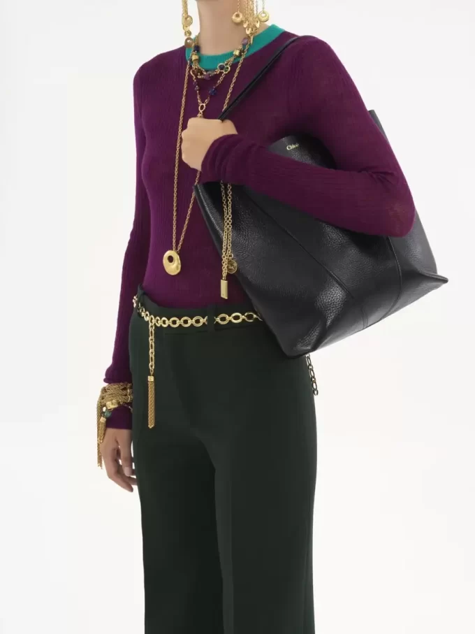 Chloé Spin Tote Bag aus genarbtem Leder
