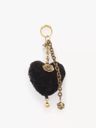 Chloé Symbols Heart Shearling Taschenanhänger aus Messing