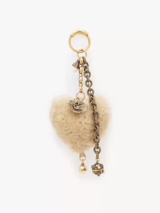 Chloé Symbols Heart Shearling Taschenanhänger aus Messing