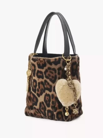 Chloé Symbols Heart Shearling Taschenanhänger aus Messing