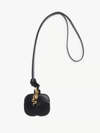 Chloé Symbols Snake Earpods-Etui aus genarbtem Leder