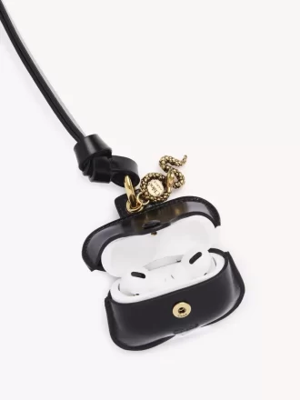 Chloé Symbols Snake Earpods-Etui aus genarbtem Leder