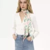 Der Chloé Peonies breiter Bandeau-Schal aus Seidencharmeuse Der Chloé Peonies breiter Bandeau-Schal aus Seidencharmeuse