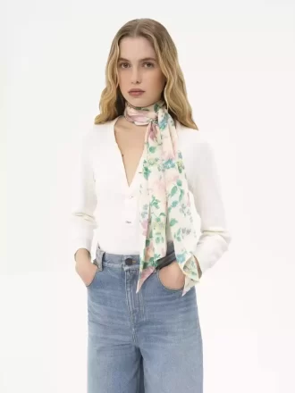 Der Chloé Peonies breiter Bandeau-Schal aus Seidencharmeuse