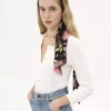 Der Chloé Peonies breiter Bandeau-Schal aus Seidencharmeuse Der Chloé Peonies breiter Bandeau-Schal aus Seidencharmeuse