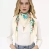 Der quadratische Schal „Chloé Peonies“ aus Seidentwill