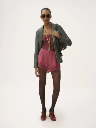 Dessous-Shorts aus Crêpe de Chine mit Spitzenbesatz