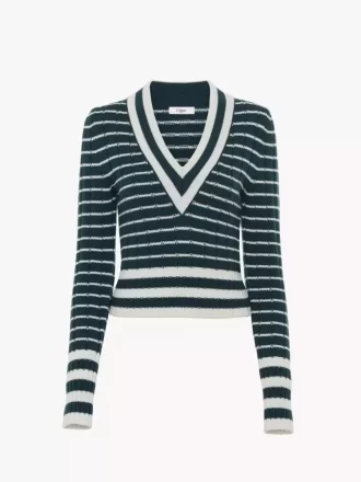 Figurbetonter Pullover mit V-Ausschnitt aus Merinowolle
