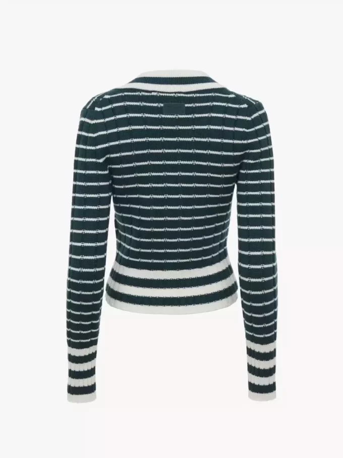 Figurbetonter Pullover mit V-Ausschnitt aus Merinowolle Figurbetonter Pullover mit V-Ausschnitt aus Merinowolle