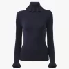 Figurbetonter Rollkragenpullover aus Baumwoll-Woll-Strick Figurbetonter Rollkragenpullover aus Baumwoll-Woll-Strick