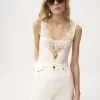 Figurbetontes Tanktop aus Baumwolljersey und Guipure Figurbetontes Tanktop aus Baumwolljersey und Guipure