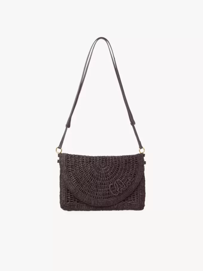 Flache Tasche „Summer Banana“ mit Riemen aus Bast Flache Tasche „Summer Banana“ mit Riemen aus Bast