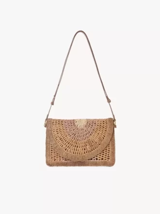Flache Tasche „Summer Banana“ mit Riemen aus Bast