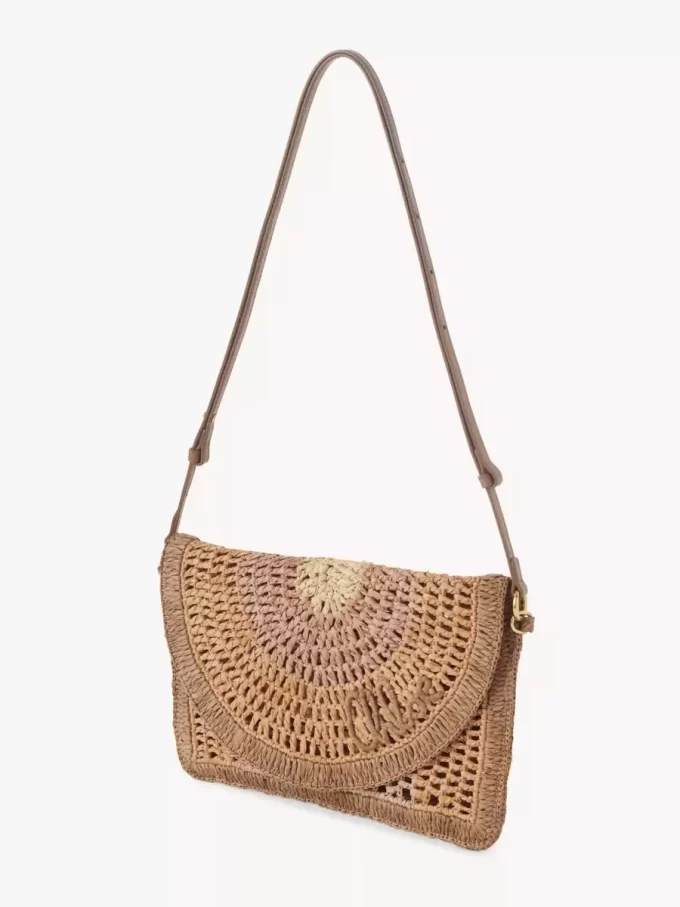 Flache Tasche „Summer Banana“ mit Riemen aus Bast Flache Tasche „Summer Banana“ mit Riemen aus Bast