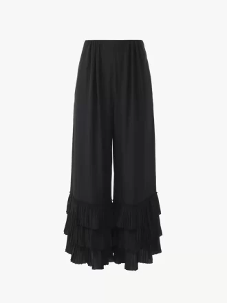 Fließende Hose mit weitem Bein aus Crêpe de Chine