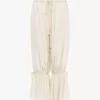 Fließende, verkürzte Hose aus gewaschenem Seidenpongé und Spitze Fließende, verkürzte Hose aus gewaschenem Seidenpongé und Spitze