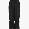Fließende, verkürzte Hose aus Seidencharmeuse und Spitze Fließende, verkürzte Hose aus Seidencharmeuse und Spitze