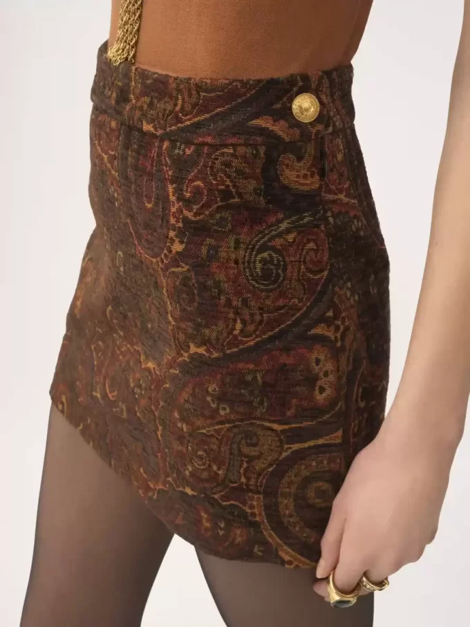 Gerader Minirock aus Gobelin-Jacquard