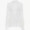 Geraffte Bluse aus Seidenmousseline und Spitze Geraffte Bluse aus Seidenmousseline und Spitze