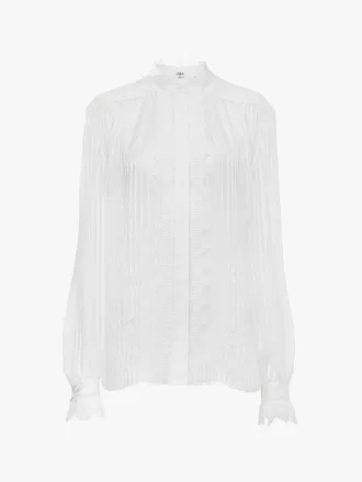 Geraffte Bluse aus Seidenmousseline und Spitze