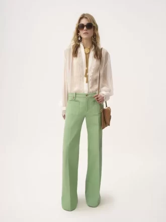 Geraffte Bluse aus Seidenmousseline und Spitze