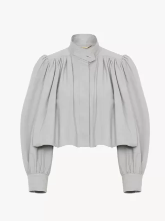 Geraffte Boule-Jacke aus Baumwoll-Canvas
