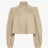 Geraffte Boule-Jacke aus Baumwollgabardine