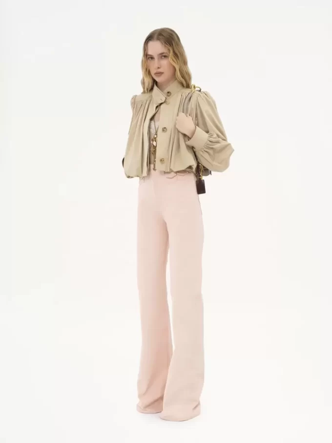 Geraffte Boule-Jacke aus Baumwollgabardine