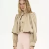 Geraffte Boule-Jacke aus Baumwollgabardine