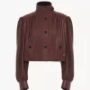 Geraffte Boule-Jacke aus Leder Geraffte Boule-Jacke aus Leder