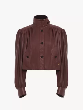 Geraffte Boule-Jacke aus Leder