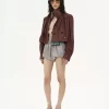 Geraffte Boule-Jacke aus Leder Geraffte Boule-Jacke aus Leder