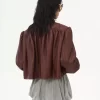 Geraffte Boule-Jacke aus Leder Geraffte Boule-Jacke aus Leder
