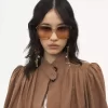 Geraffte Boule-Jacke aus Leinen und Baumwolle