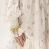 Gerafftes Langarm-Minikleid aus Baumwoll-Voile