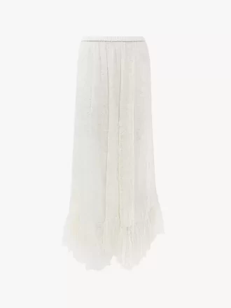 Gerüschter Midirock aus floralem Spitzen-Jacquard