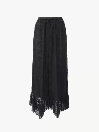 Gerüschter Midirock aus floralem Spitzen-Jacquard