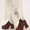 Gerüschter Midirock aus floralem Spitzen-Jacquard Gerüschter Midirock aus floralem Spitzen-Jacquard