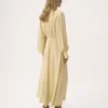 Gerüschtes langes Kleid aus Seidenjacquard
