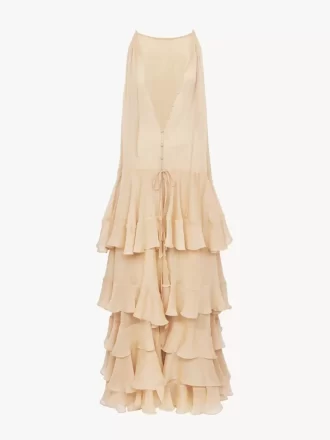 Gestuftes Maxikleid aus Seiden-Georgette