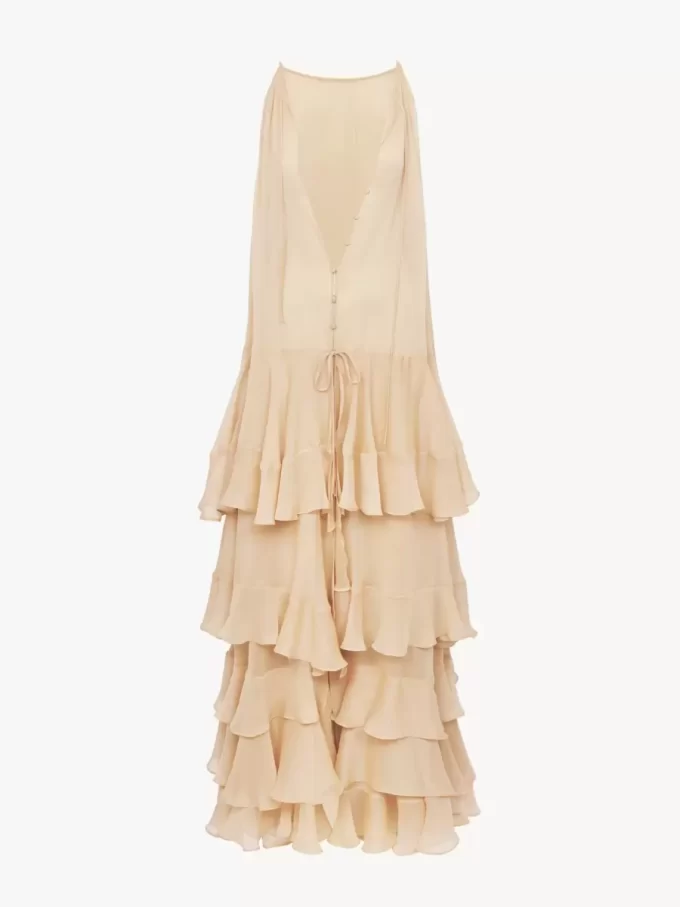 Gestuftes Maxikleid aus Seiden-Georgette