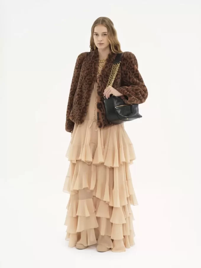 Gestuftes Maxikleid aus Seiden-Georgette