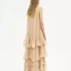 Gestuftes Maxikleid aus Seiden-Georgette