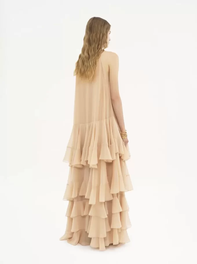 Gestuftes Maxikleid aus Seiden-Georgette