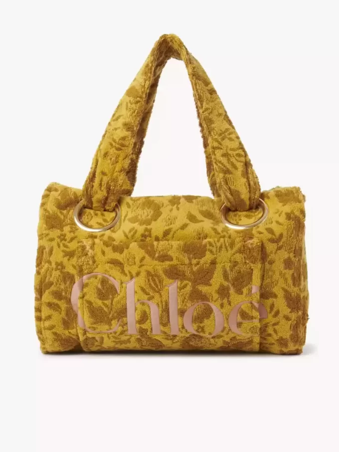 Große Chloé Plage-Einkaufstasche aus Jacquard-Frottee Große Chloé Plage-Einkaufstasche aus Jacquard-Frottee