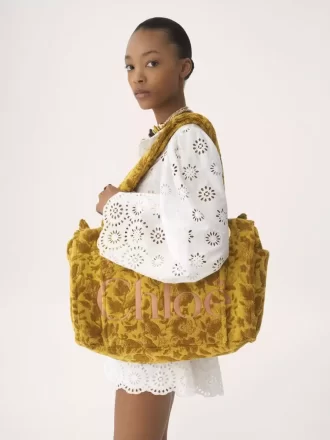 Große Chloé Plage-Einkaufstasche aus Jacquard-Frottee