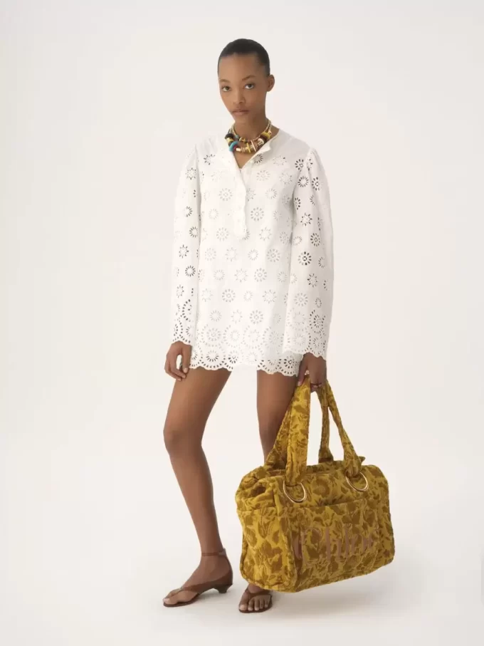 Große Chloé Plage-Einkaufstasche aus Jacquard-Frottee Große Chloé Plage-Einkaufstasche aus Jacquard-Frottee