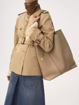 Große Chloé Spin Tote Bag aus genarbtem Leder